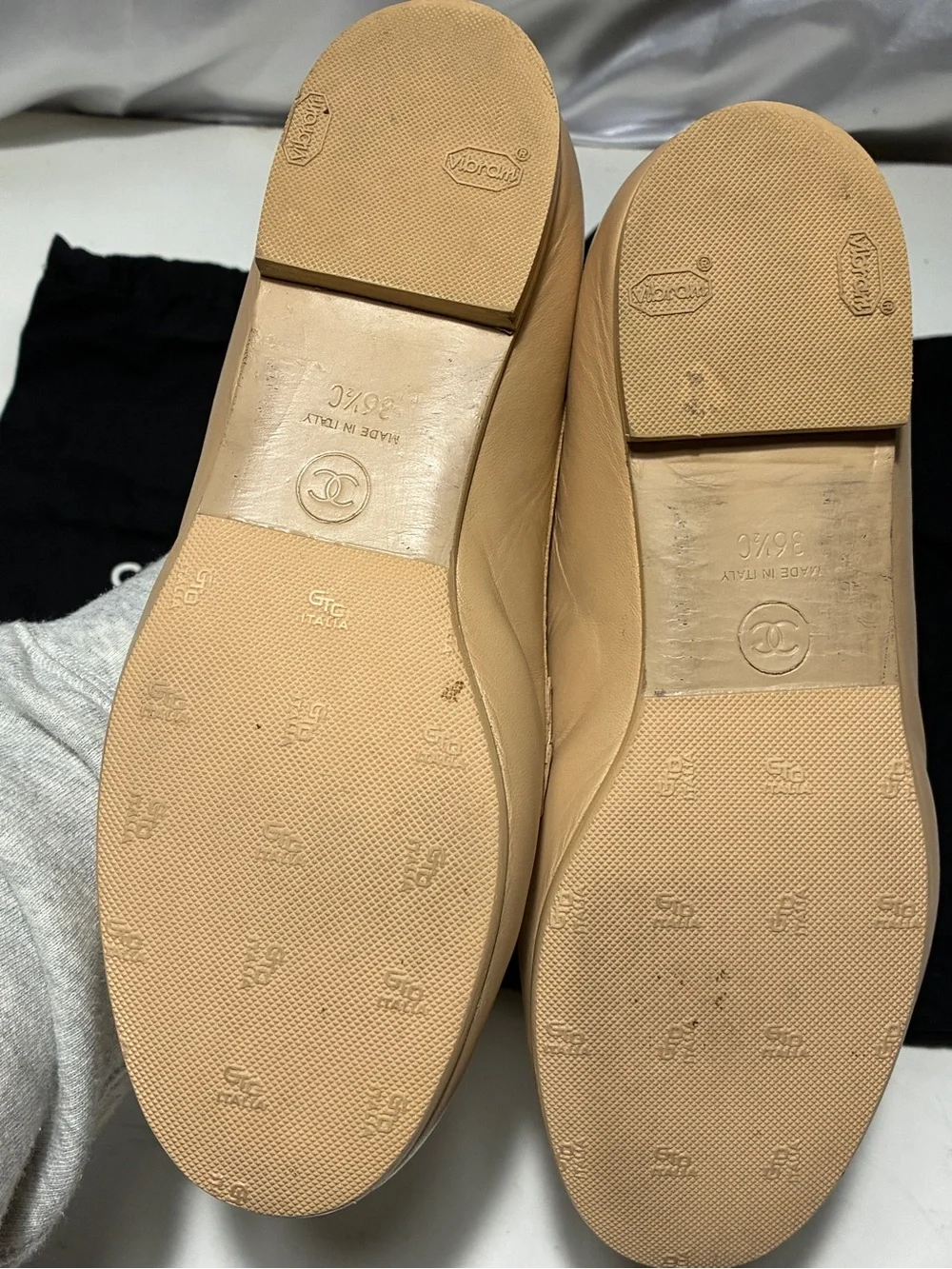 CHANEL Tan Leather CC Logo Penny Loafers